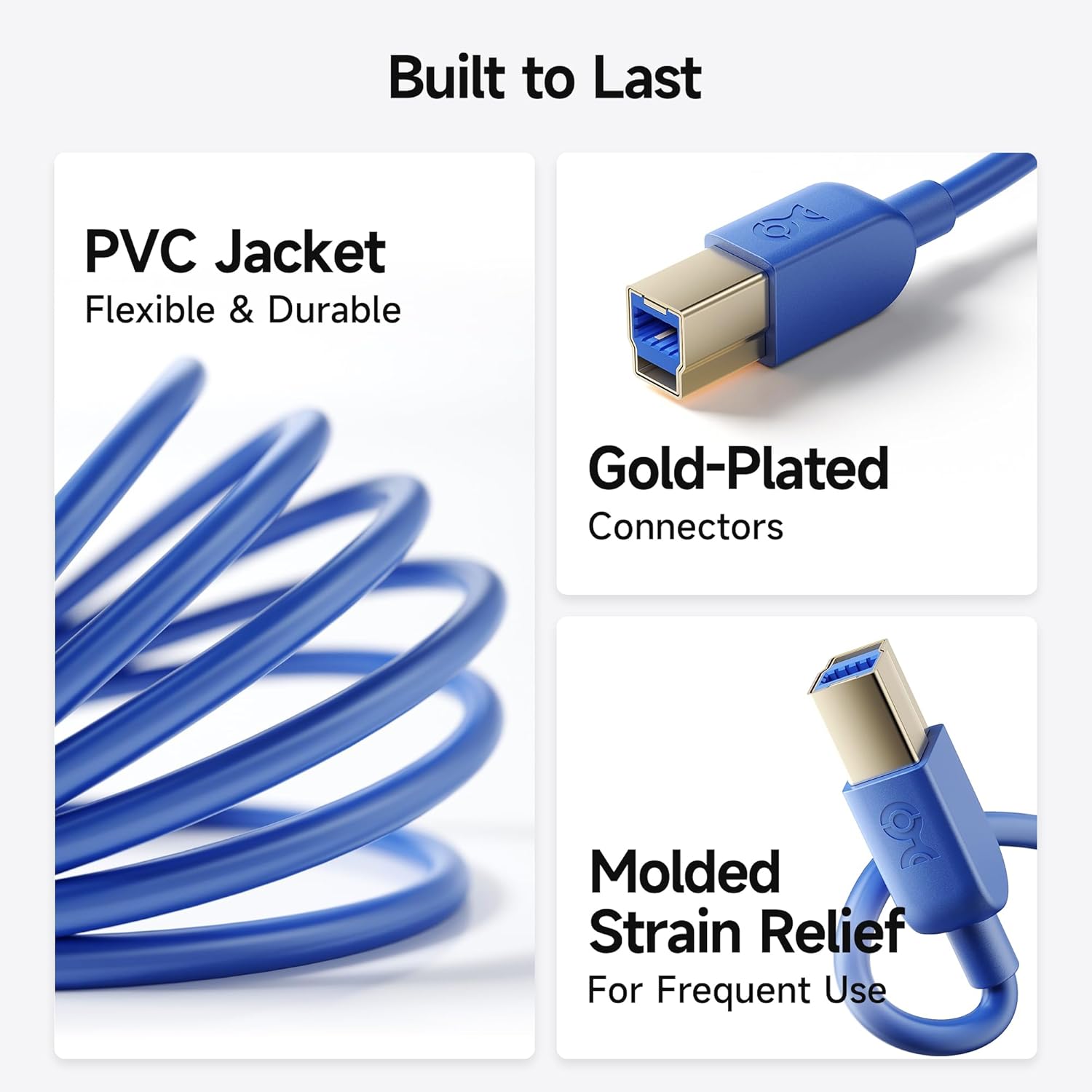 كابلات USB 3.0 من Cable Matters، عبوة من قطعتين، بسرعة 5 جيجابت في الثانية - بطول 6 أقدام، كابل USB A إلى B، سلك USB3 مع موصل Type-B 3.0 لغلاف محرك الأقراص الصلبة، موزع مدمج، والمزيد 