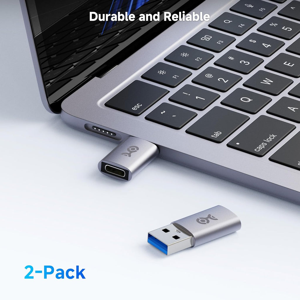 Cable Matters 2-Pack 10Gbps USB to USB C Adapter for Fast Charging & High-Speed Data Transfer, Reversible USBC Port, USBA Male to USBC Female Adapter for iPhone 16/15, iPad Pro, Galaxy S23 (2 Pieces Pack)