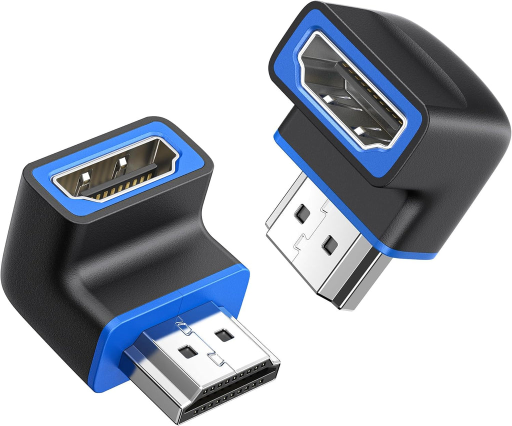 كابل ماترز، محول HDMI 2.1 بزاوية قائمة 8K بسرعة 48 جيجابت في الثانية مع HDR، يدعم 8K عند 60 هرتز / 4K عند 240 هرتز، محول HDMI بزاوية 90 درجة من الذكور إلى الإناث، أسود 