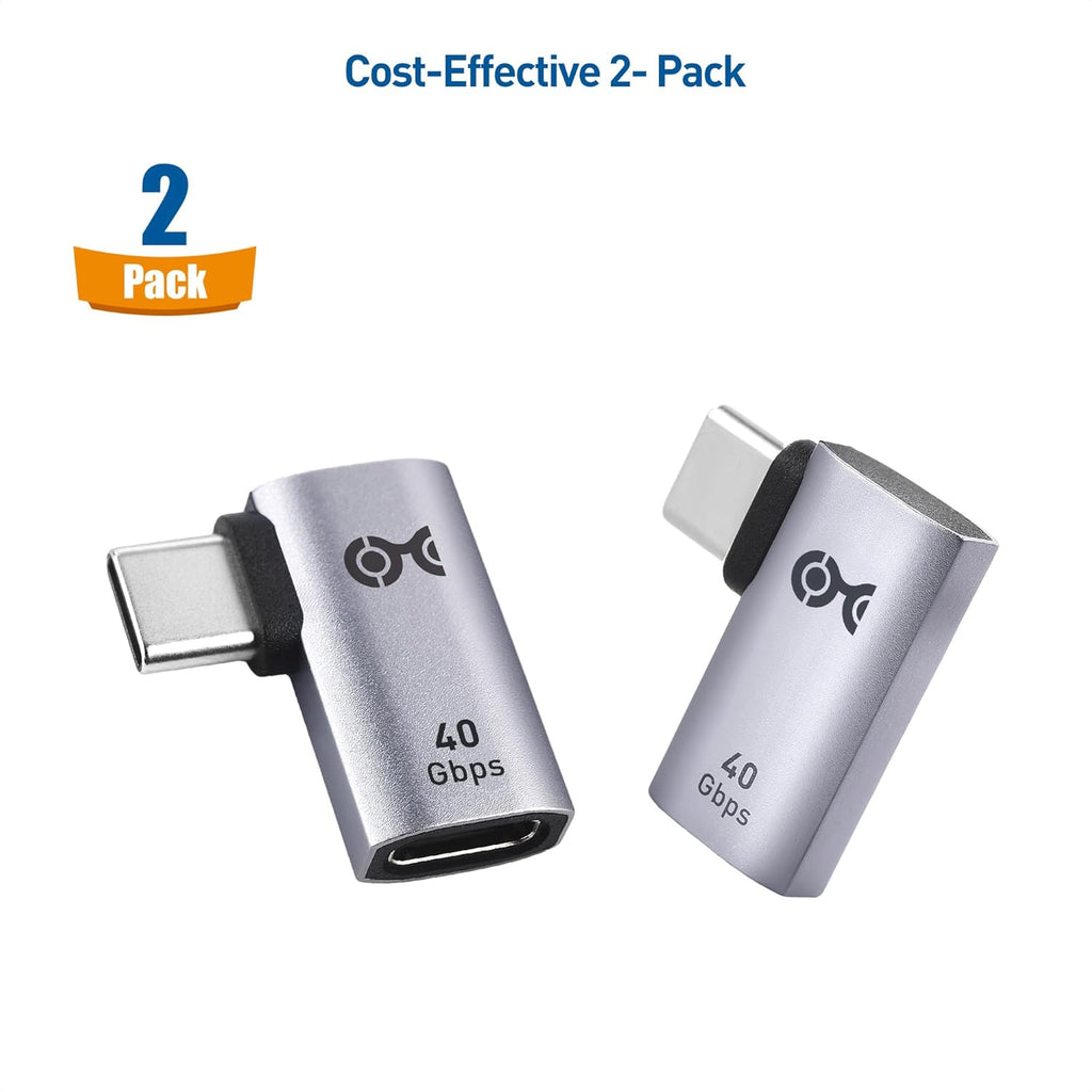 Cable Matters 2-Pack 40Gbps Flat Right Angle USB C Adapter, Up to [4K@240Hz Video, 240W Charging, 40Gbps Data Transfer] 90 Degree USB C Adapter, Compatible with Thunderbolt 4, iPhone 16, Steam Deck