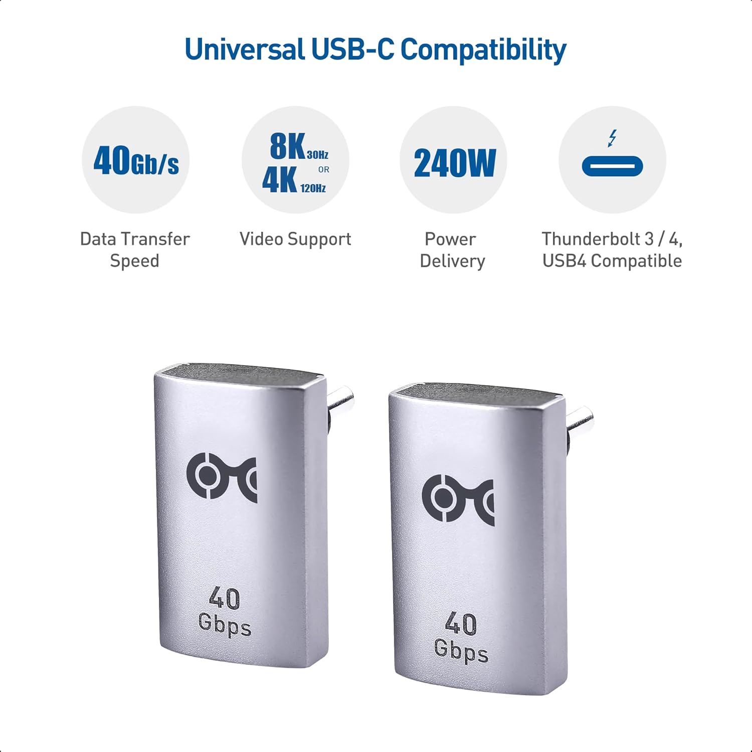 كابل ماترز، محول USB C بزاوية قائمة 40 جيجابت في الثانية، حتى [فيديو 4K@240 هرتز، شحن 240 واط، نقل بيانات 40 جيجابت في الثانية]، محول USB C بزاوية 90 درجة، متوافق مع Thunderbolt 4، iPhone 16، Steam Deck 