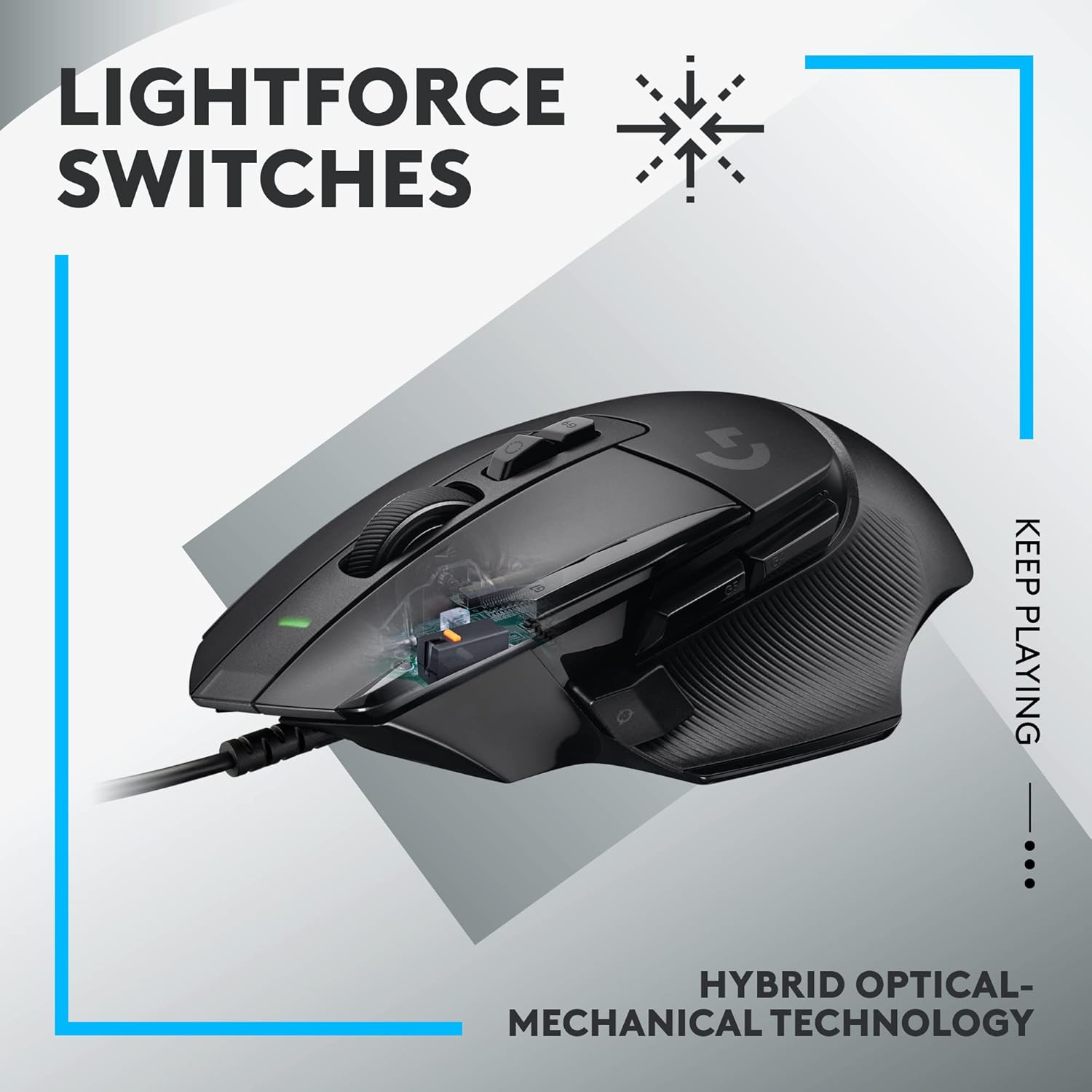 ماوس الألعاب السلكي Logitech G502 X - مفاتيح أساسية ميكانيكية بصرية هجينة من LIGHTFORCE، مستشعر ألعاب HERO 25K، متوافق مع أجهزة الكمبيوتر الشخصية - macOS/Windows - أسود 
