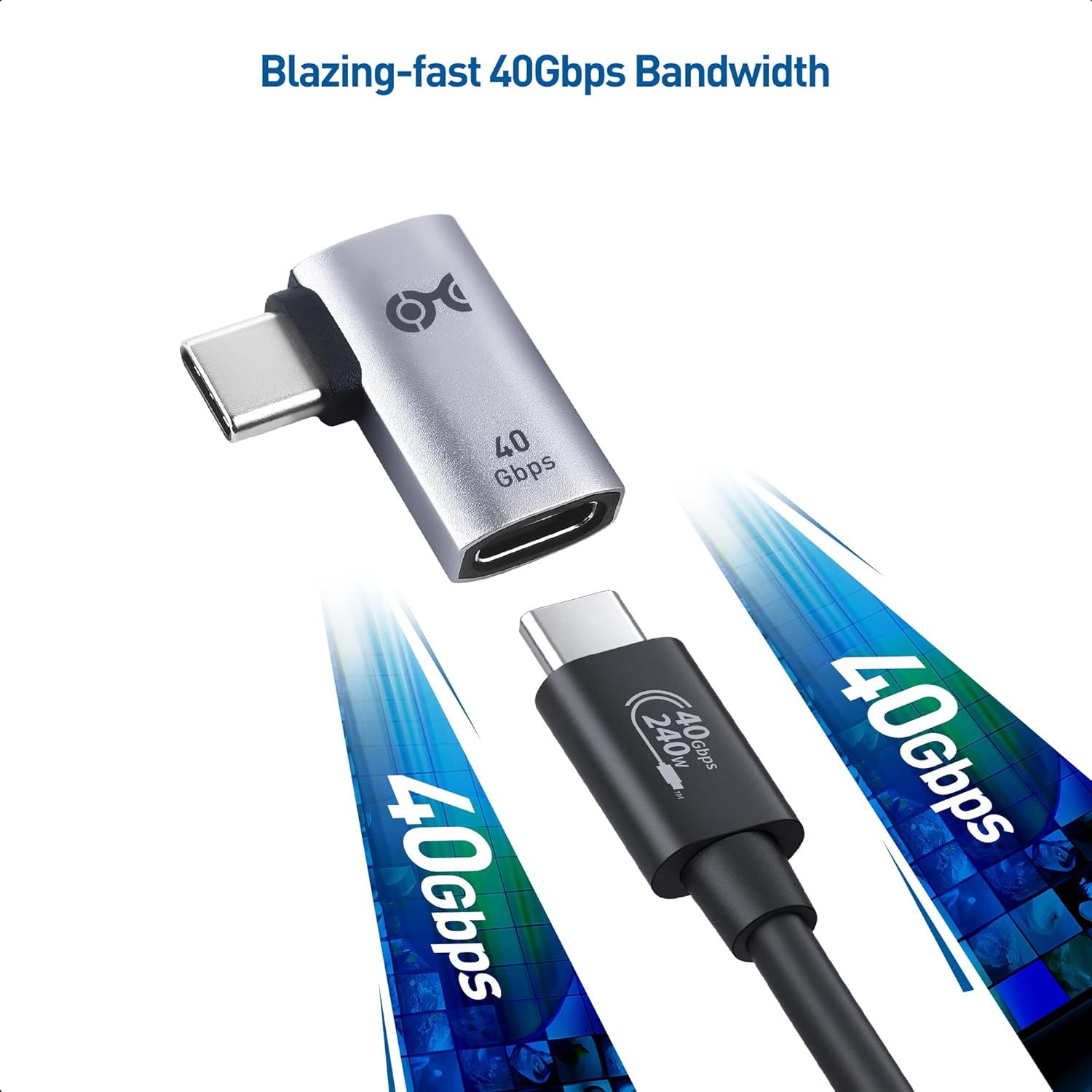 محول USB C بزاوية قائمة مسطحة بسرعة 40 جيجابت في الثانية من Cable Matters، يصل إلى [فيديو 4K بسرعة 240 هرتز، شحن 240 واط، نقل بيانات 40 جيجابت في الثانية] محول USB C بزاوية 90 درجة، متوافق مع Thunderbolt 4، iPhone 16، Steam Deck 