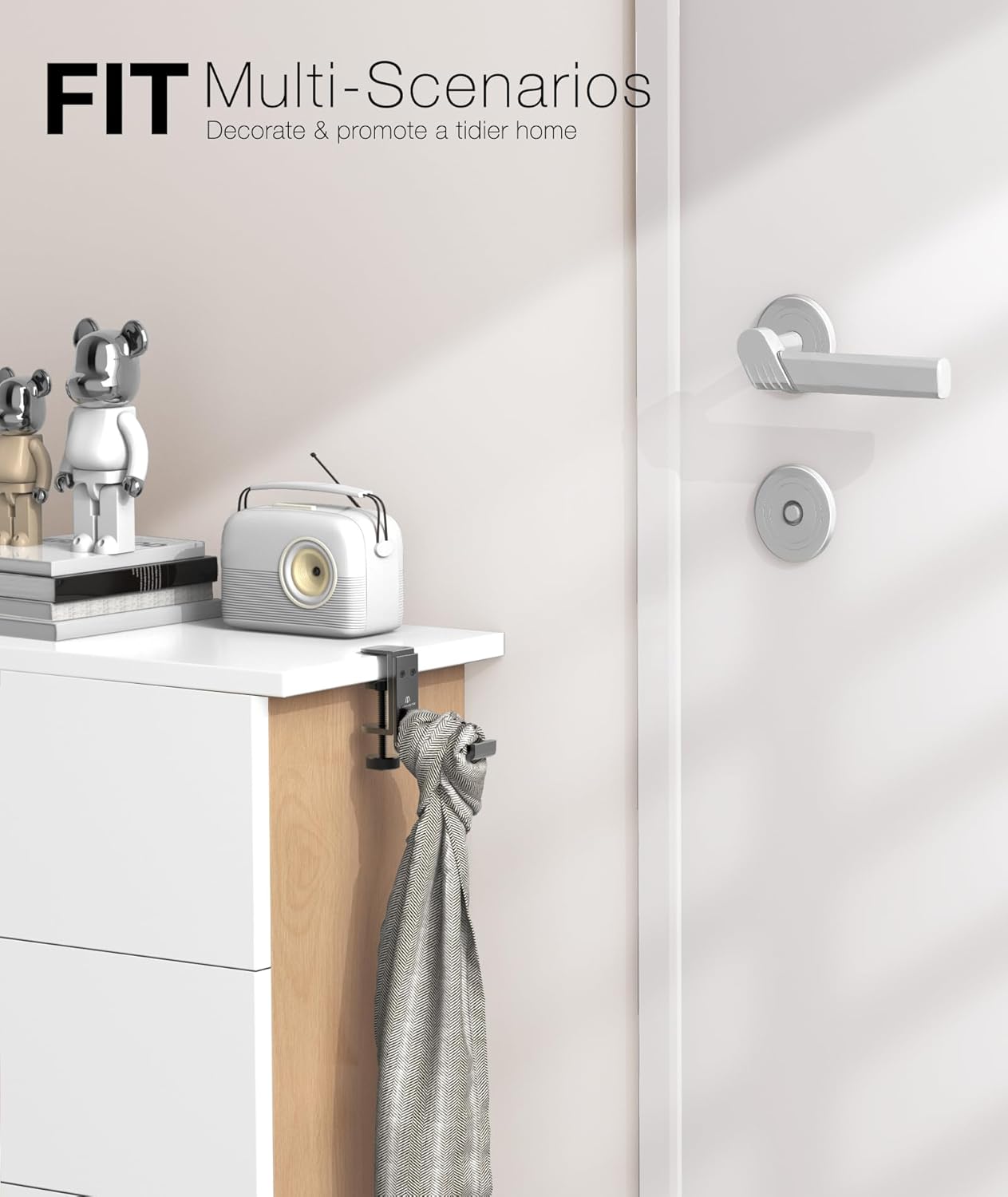 APPHOME Foldable Headphone Stand Hanger Holder, Space-Saving Aluminum Soundbar Stand with Universal Fit for Gaming PC Accessories, Under Desk Clamp Hook Mount (2 Pieces Pack)