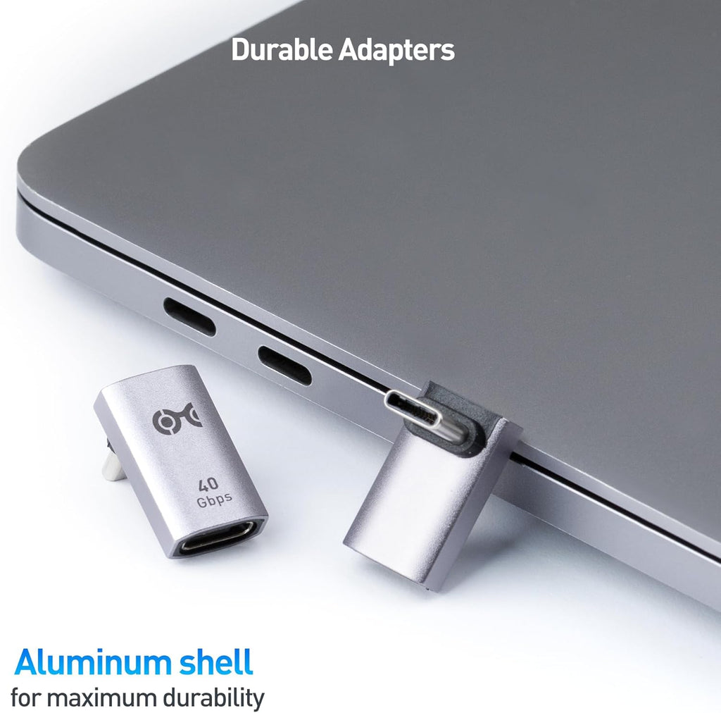 Cable Matters 2-Pack 40Gbps Right Angle USB C Adapter, Up to [4K@240Hz Video, 240W Charging, 40Gbps Data Transfer] 90 Degree USB C Adapter, Compatible with Thunderbolt 4, iPhone 16, Steam Deck