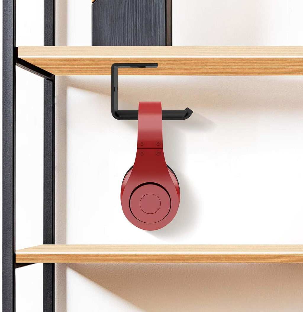 حامل سماعات رأس APPHOME تحت المكتب، حامل خطافي للتثبيت على الحائط، حامل سماعات رأس مزدوج للألعاب مع منظم لمشابك الكابلات، تصميم تحت الطاولة، مناسب لجميع سماعات الرأس (عبوة من قطعتين) 