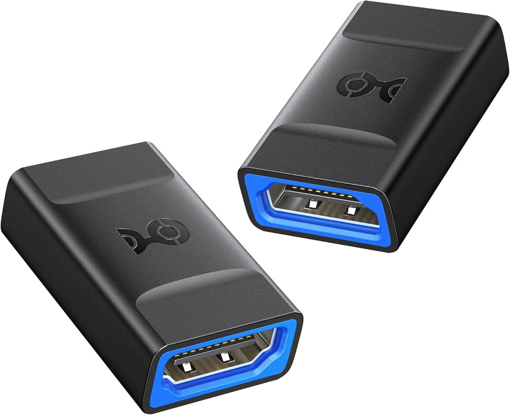 كابل ماترز، قطعتان من وصلات HDMI 2.1 بسرعة 48 جيجابت في الثانية لدقة 8K بمعدل 60 هرتز / 4K بمعدل 240 هرتز مع HDR، موسع HDMI بدقة 8K، محول من أنثى إلى أنثى، أسود 