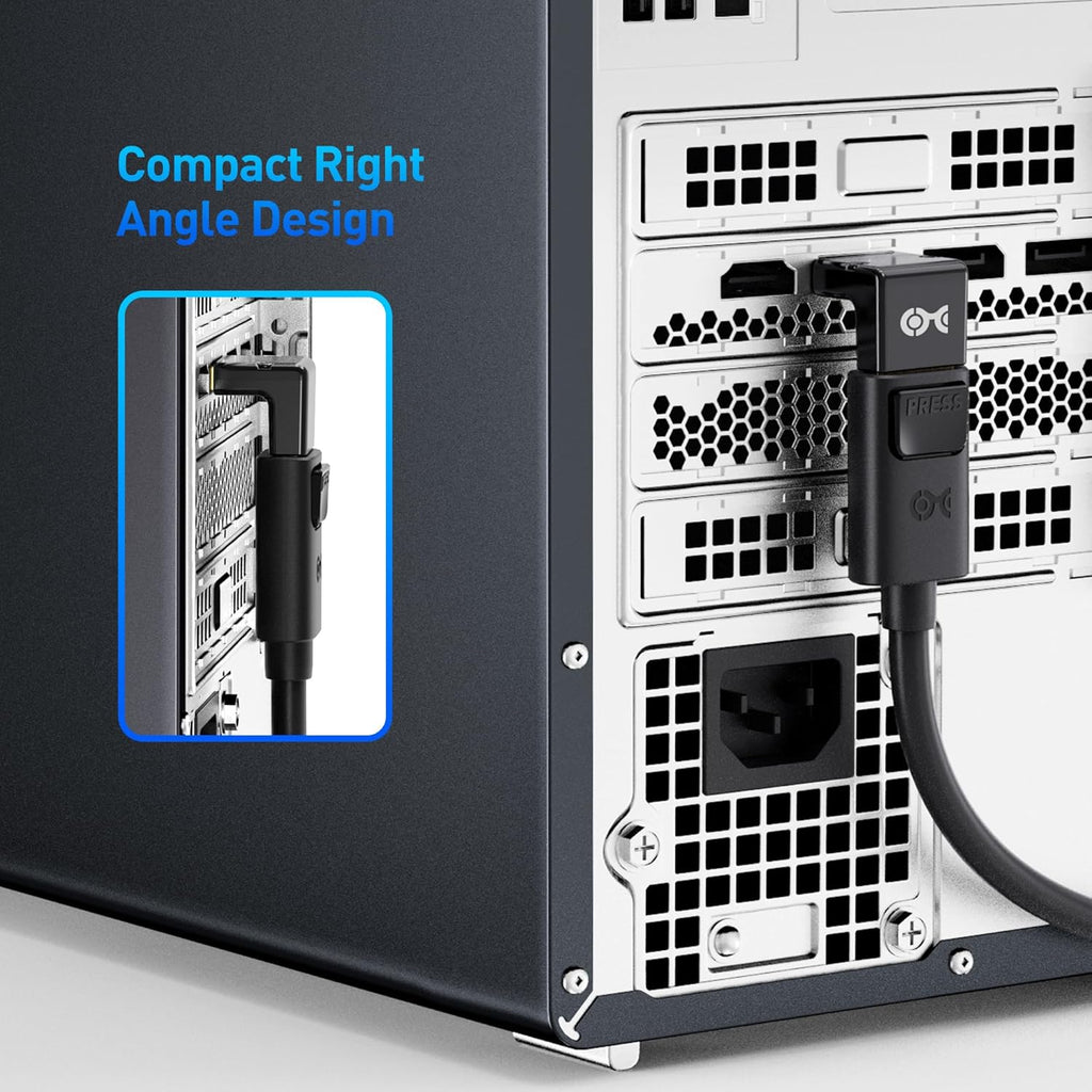 Cable Matters 4K@240Hz Right Angle DisplayPort 1.4 Adapter, 8K DisplayPort 90 Degree Adapter, Black