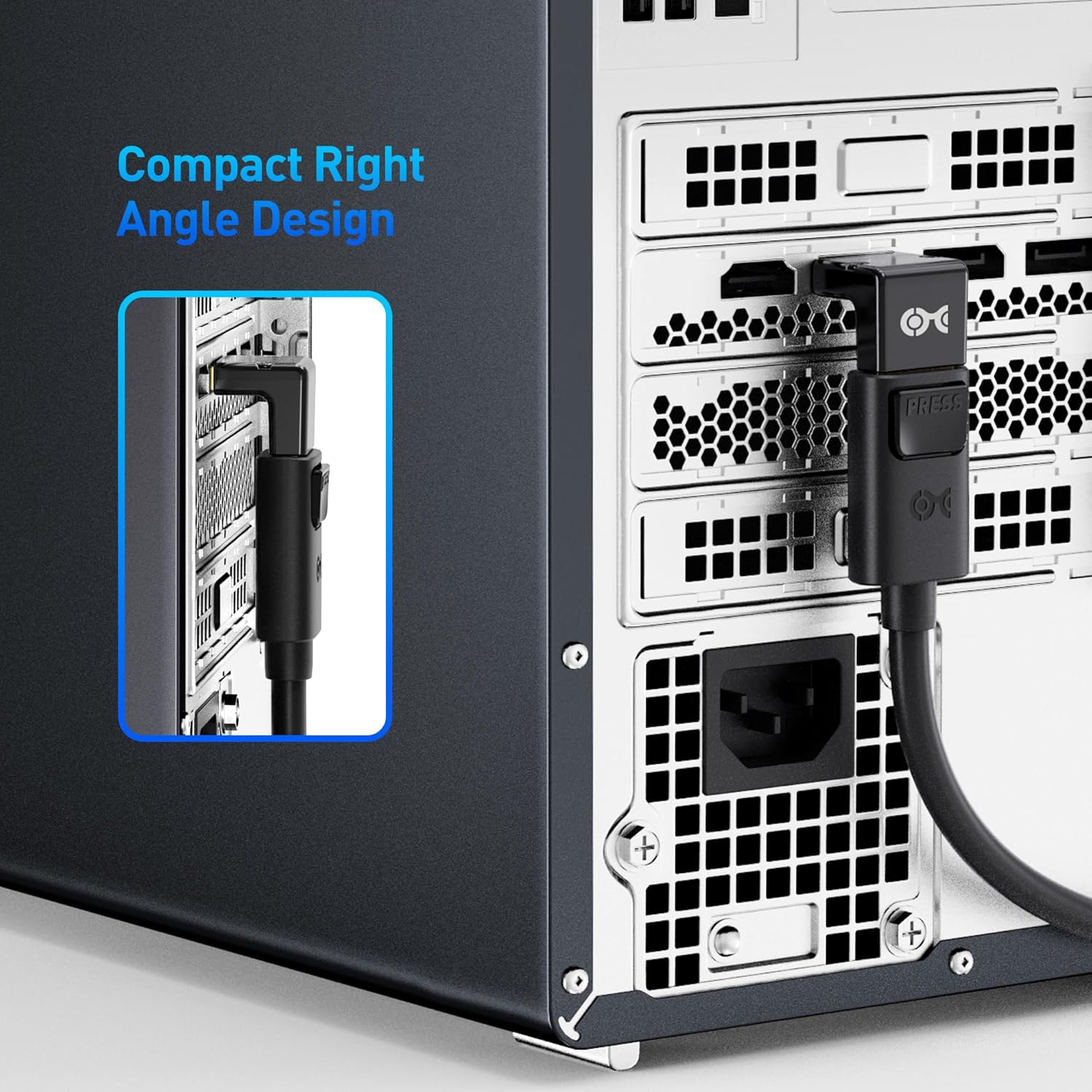 كابل ماترز - محول 4K@240Hz بزاوية قائمة DisplayPort 1.4، محول 8K DisplayPort بزاوية 90 درجة، أسود 