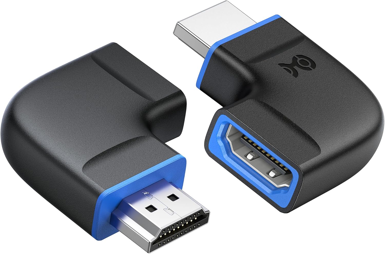 مجموعة محول HDMI 2.1 بزاوية قائمة مسطحة بدقة 8K من Cable Matters مع HDR، يدعم 8K عند 60 هرتز / 4K عند 240 هرتز، محول HDMI بزاوية 270 درجة و90 درجة، أسود 