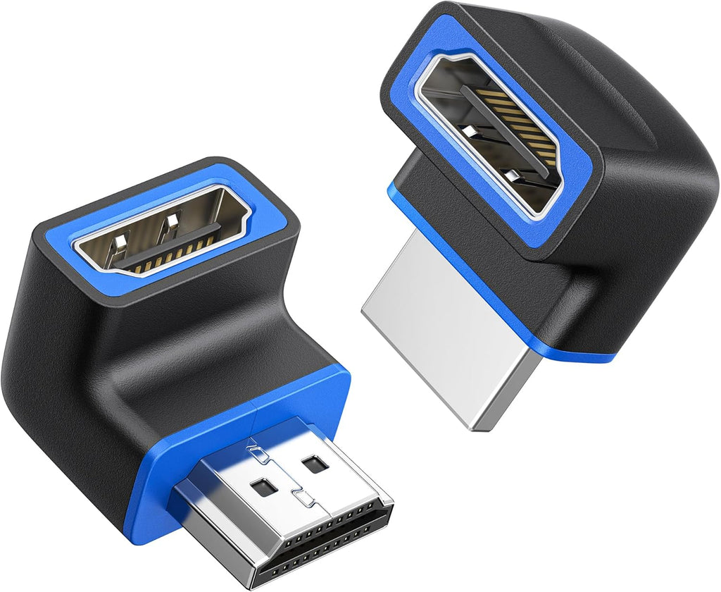 مجموعة كابل ماترز كومبو-باك 48 جيجابت في الثانية 8K زاوية قائمة HDMI 2.1 محول مع HDR، يدعم 8K @ 60 هرتز / 4K @ 240 هرتز، محول HDMI 270 درجة و90 درجة ذكر إلى أنثى، أسود 