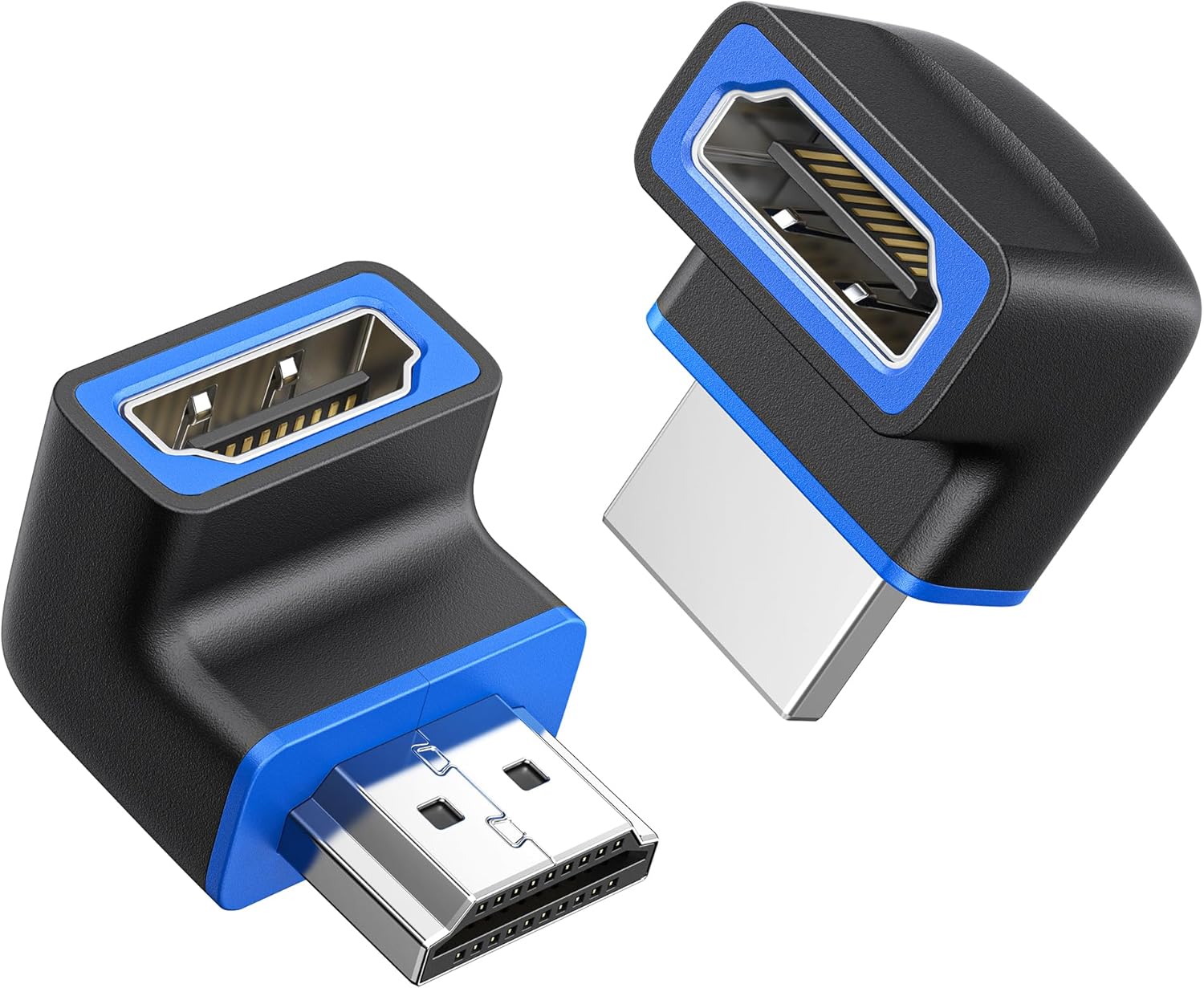 مجموعة كابل ماترز كومبو-باك 48 جيجابت في الثانية 8K زاوية قائمة HDMI 2.1 محول مع HDR، يدعم 8K @ 60 هرتز / 4K @ 240 هرتز، محول HDMI 270 درجة و90 درجة ذكر إلى أنثى، أسود 