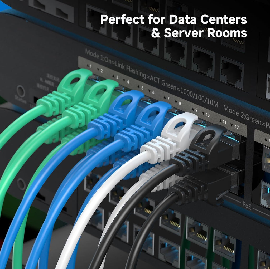 كابلات إيثرنت Cat 6 من Cable Matters، 10 جيجابت في الثانية، عبوة من 5 قطع - كابل Cat 6 رفيع، سلك Cat 6، سلك إيثرنت رفيع، أزرق 